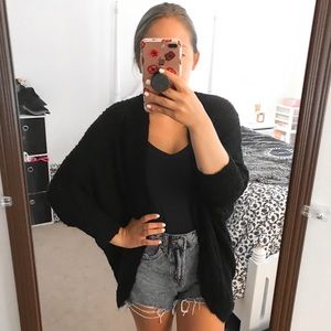 Black Oversized Bat-Wing Cardigan